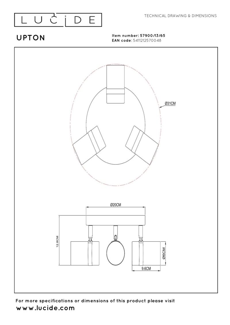 Lucide UPTON - Stropné bodové svietidlo - 3xGU10 - Smoke Grey